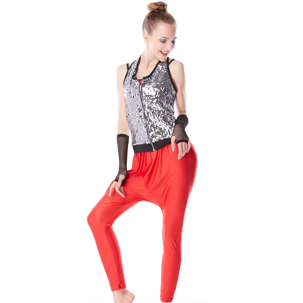 Silver Sequins Hip Hop Street Dance Outfits