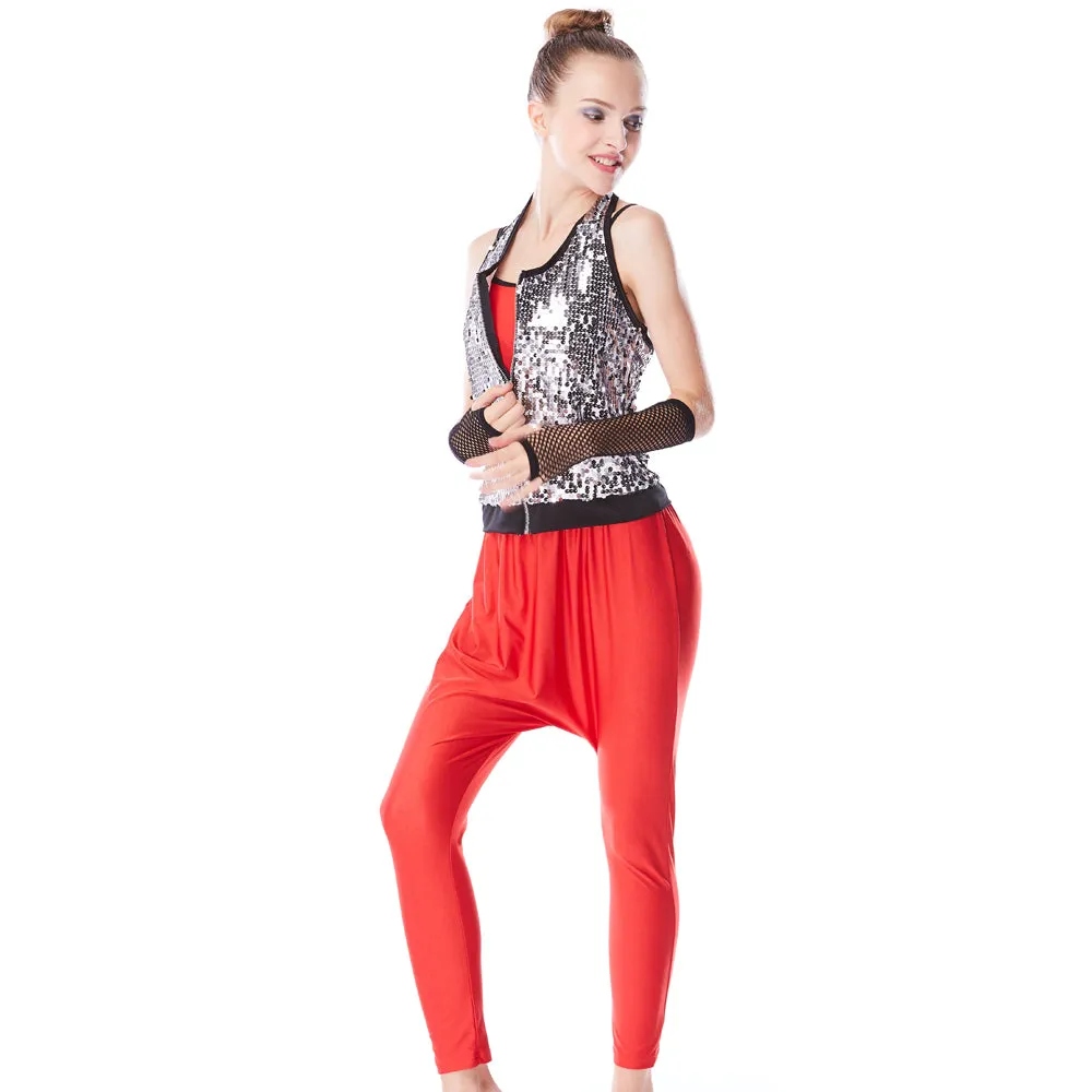 Silver Sequins Hip Hop Street Dance Outfits