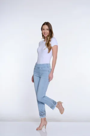 Slimsation Lightwash Embroidered Ankle Jeans