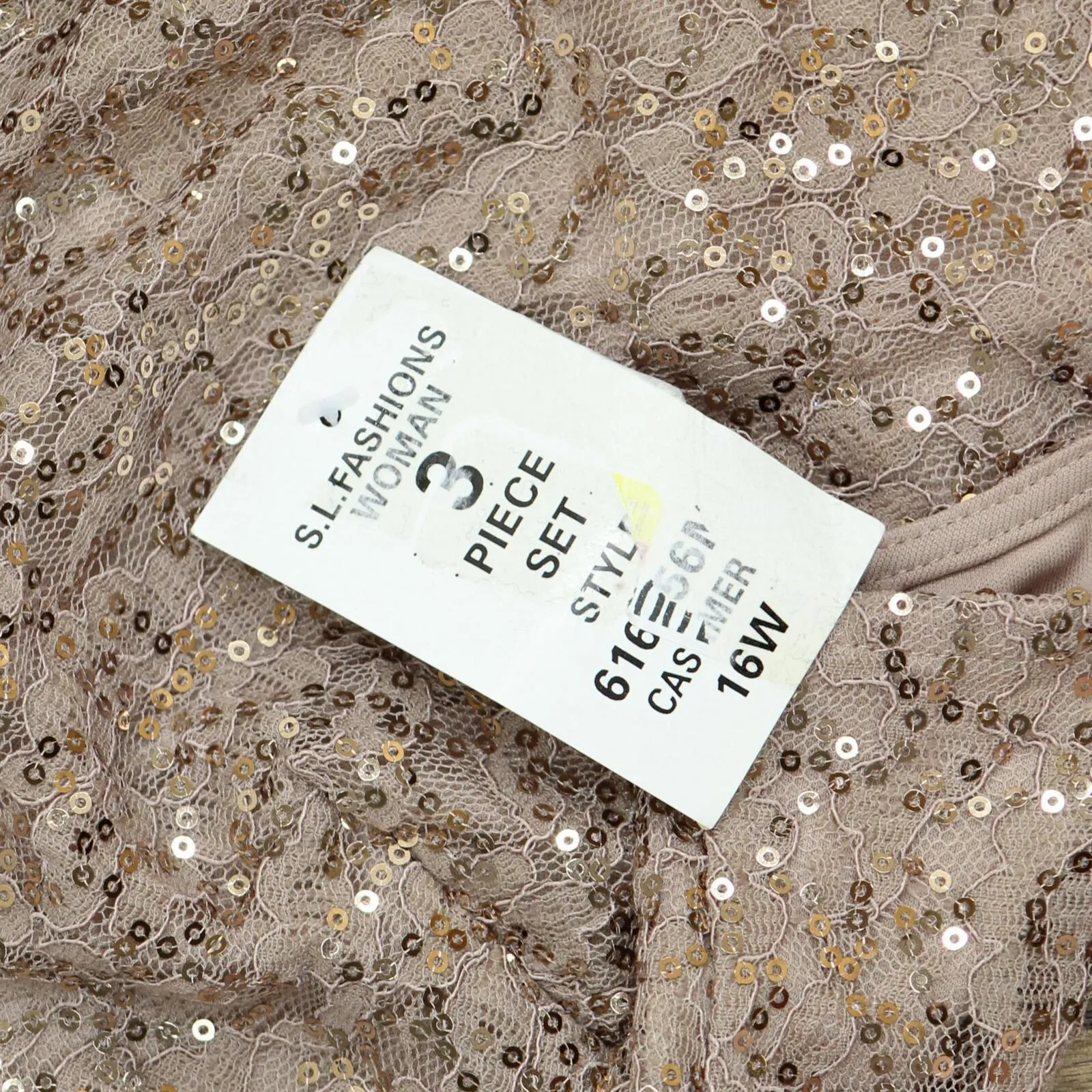 SLNY Womens Sequin Shirt with Woven Pants 166f38ca3194fd Beige Brown 16W