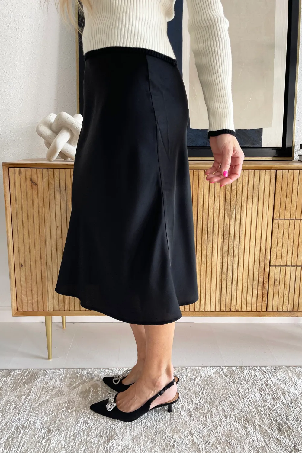 Solid Satin Skirt