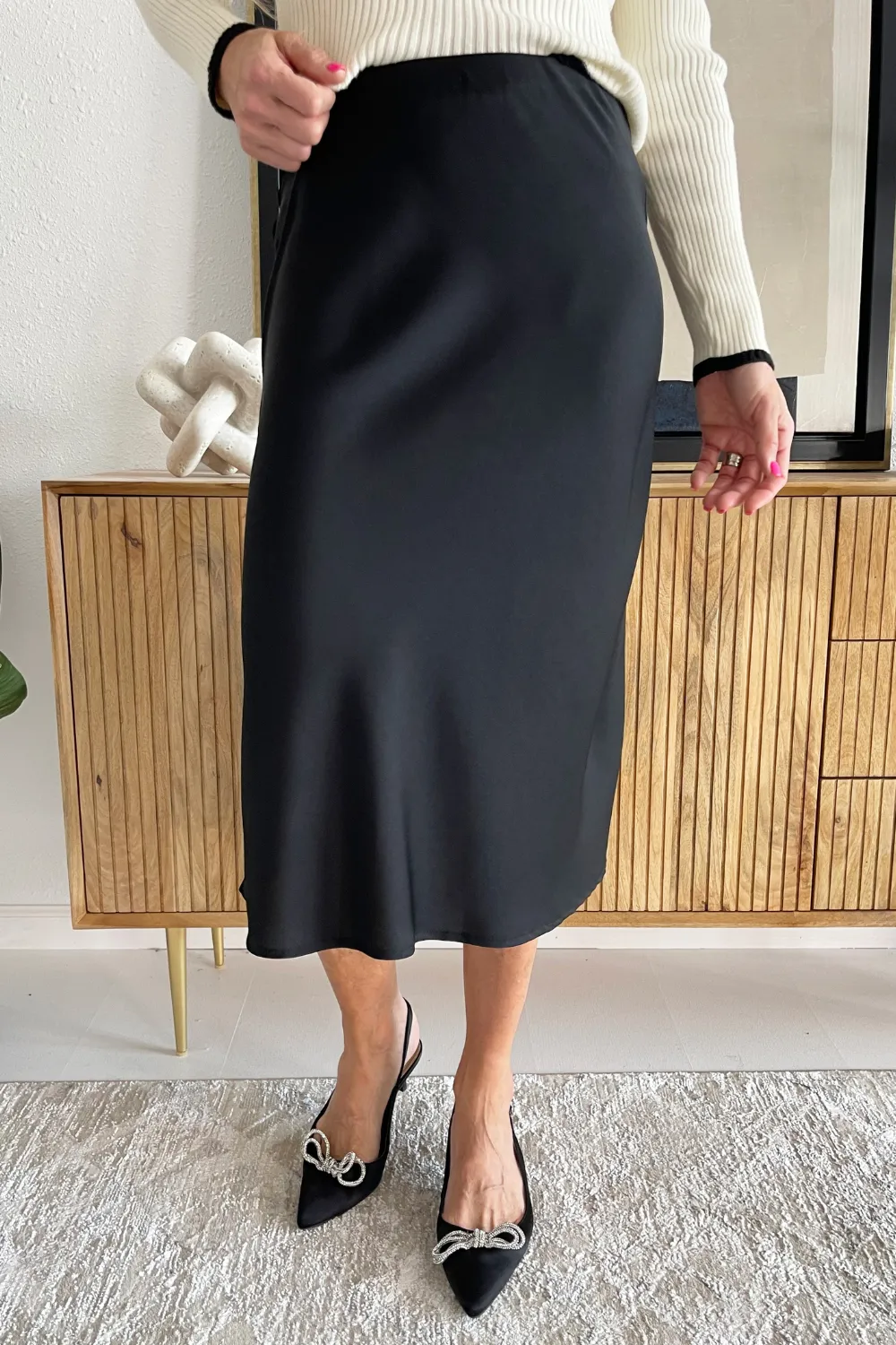 Solid Satin Skirt