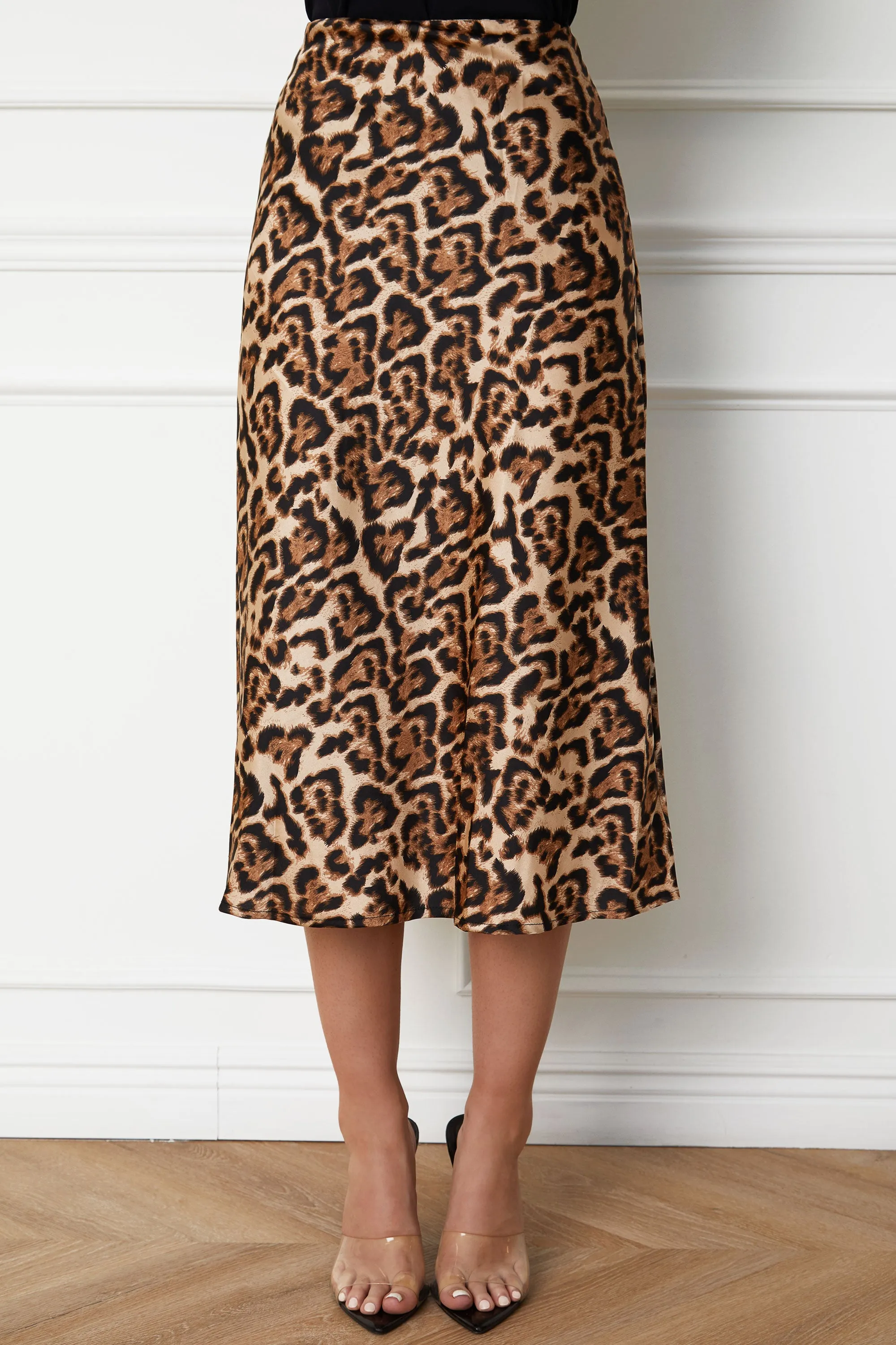 Sonia Leopard Satin Skirt