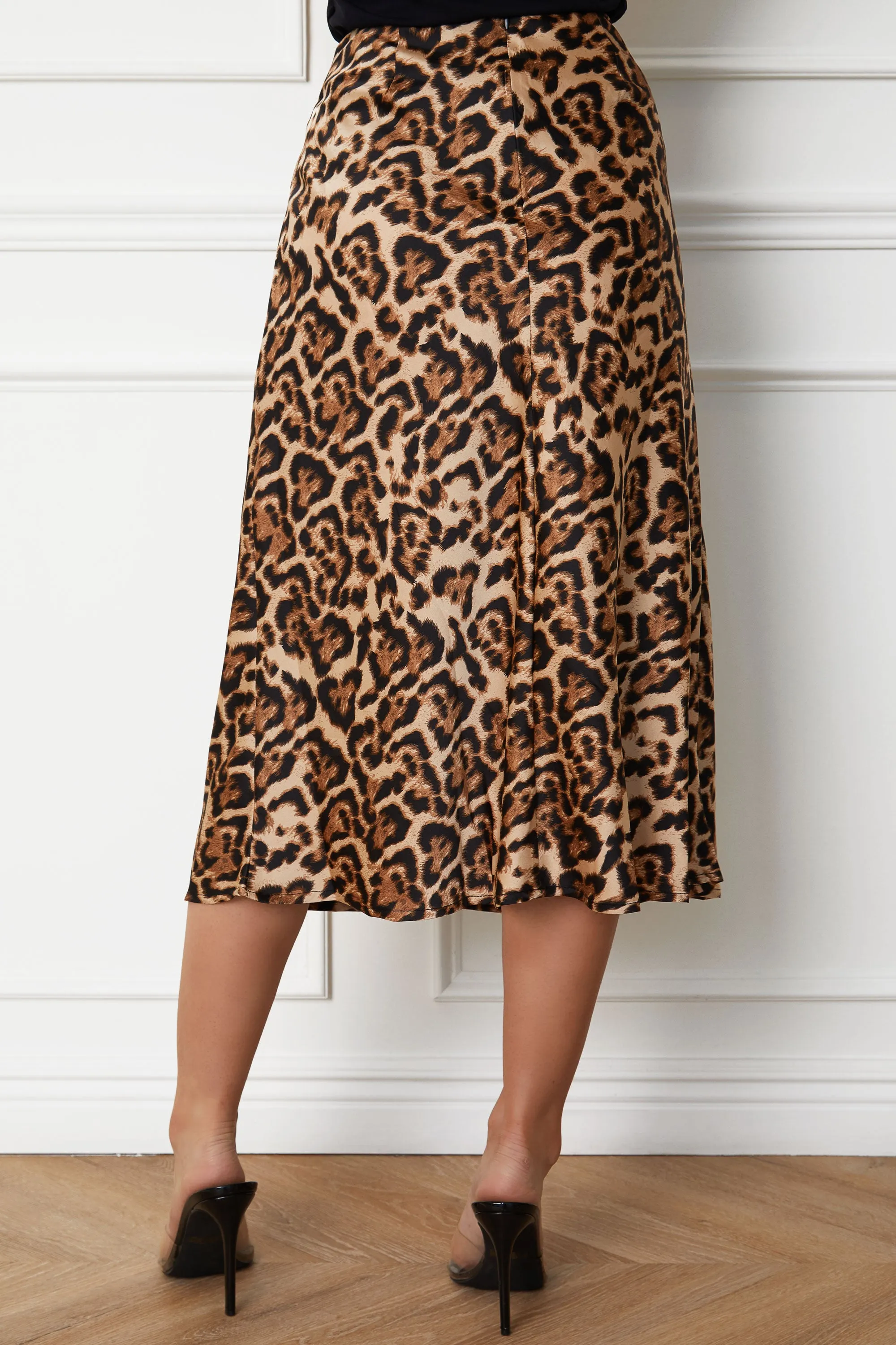 Sonia Leopard Satin Skirt