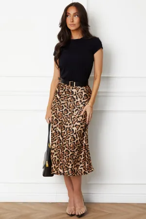 Sonia Leopard Satin Skirt
