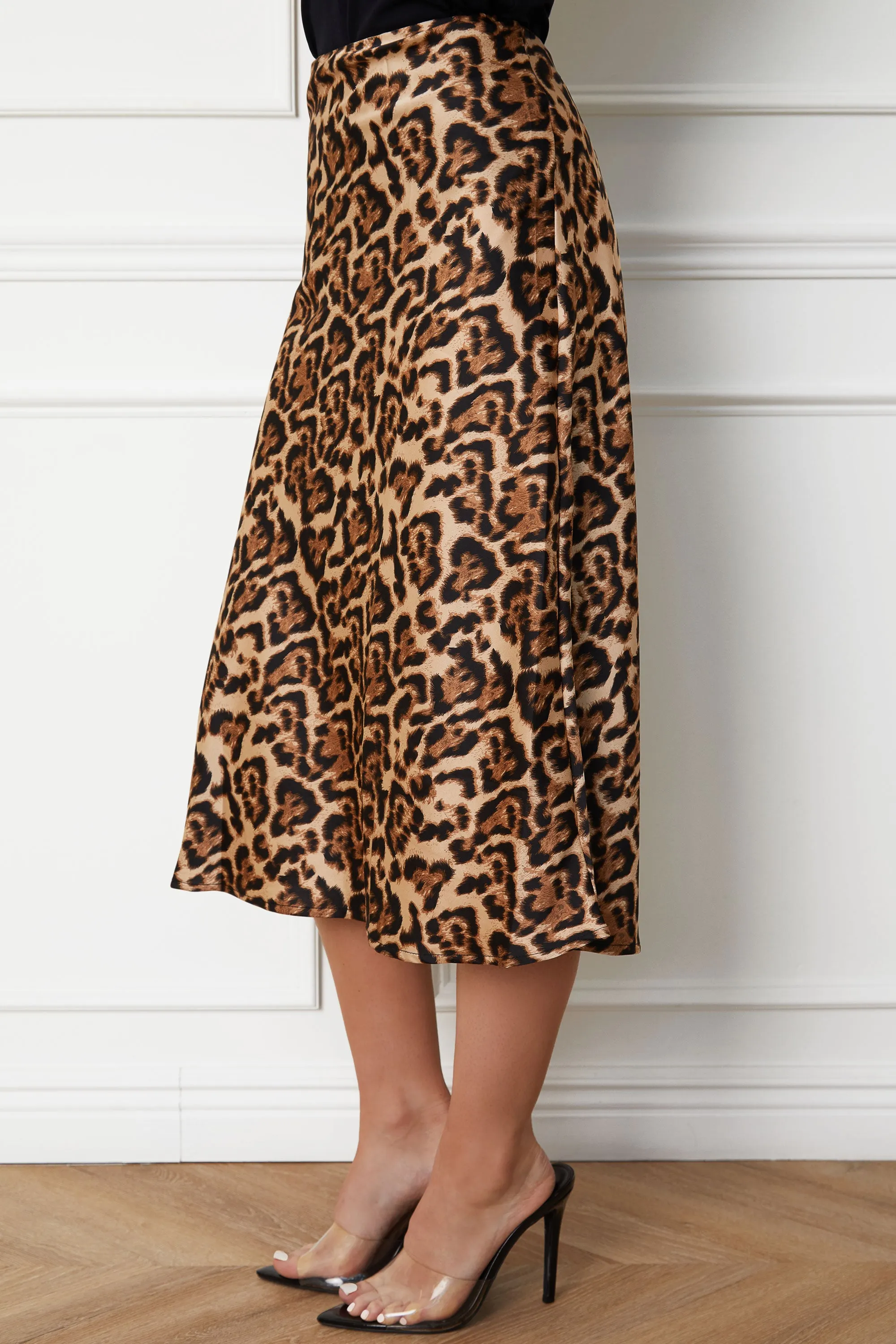 Sonia Leopard Satin Skirt