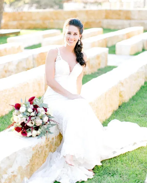 Spaghetti Straps V-Neck Mermaid Lace Wedding Gown Rustic Wedding Dress,MW447