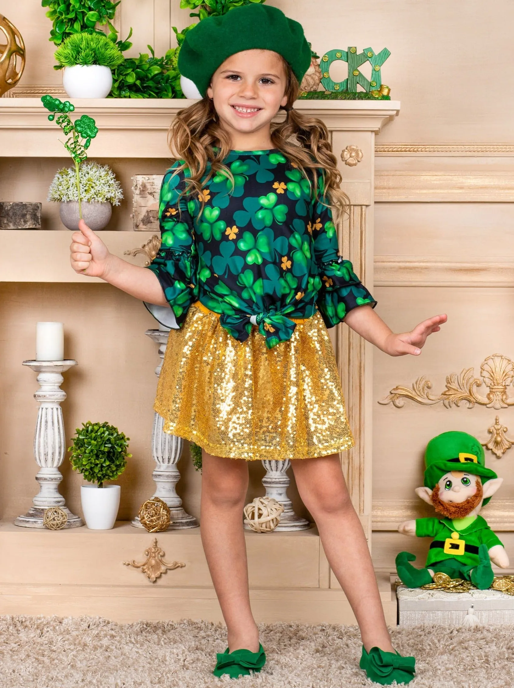 Sparkling Luck Sequin Skirt Set