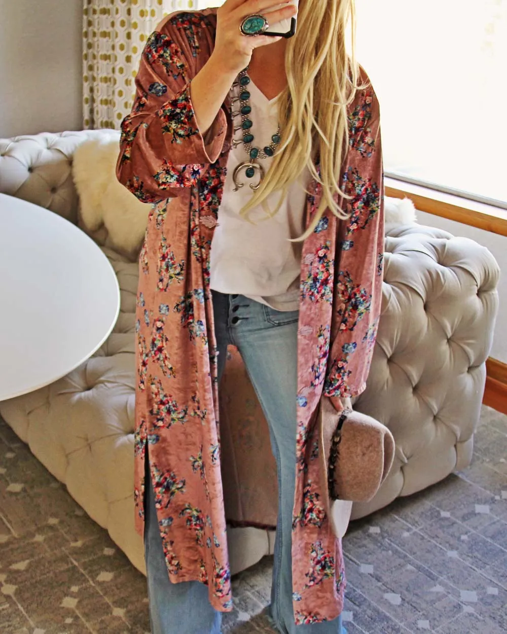 Spool Lux Velvet Duster in Rose