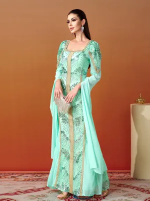 Square Neck Sequin Split Mermaid Dress MES00369