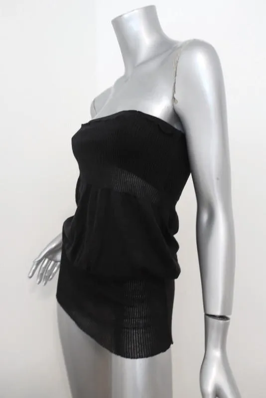 Stella McCartney Strapless Top Black Cotton-Silk Knit Size 40
