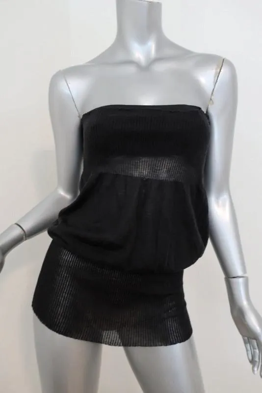 Stella McCartney Strapless Top Black Cotton-Silk Knit Size 40