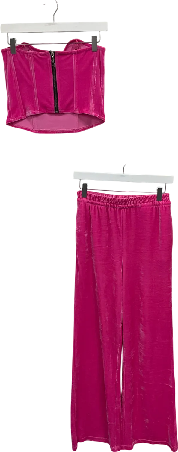 STEVE MADDEN Pink Velvet Corset Top And Trouser Set UK S