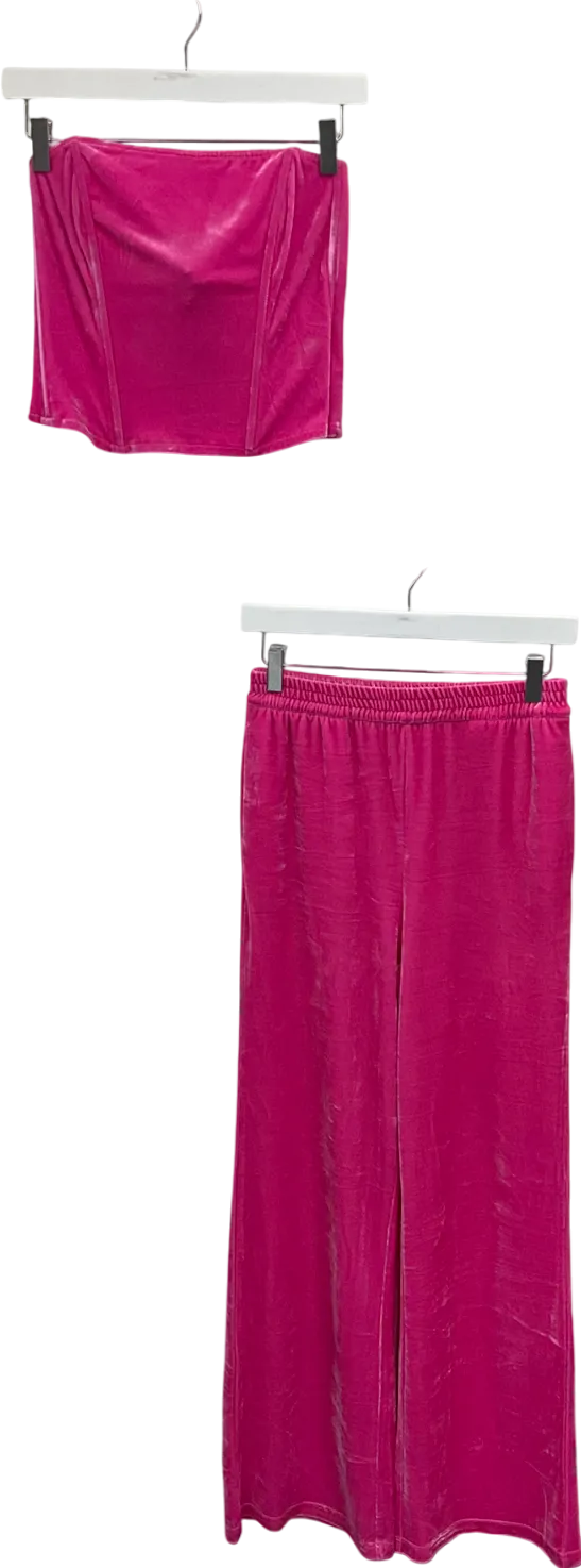 STEVE MADDEN Pink Velvet Corset Top And Trouser Set UK S