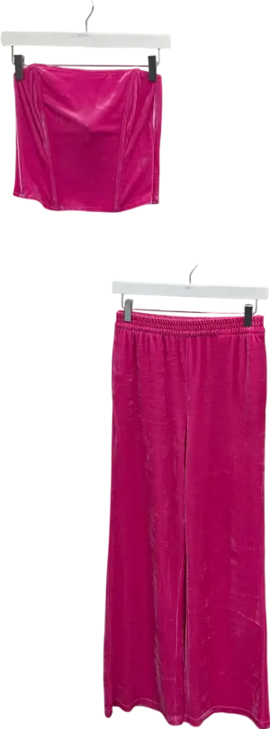 STEVE MADDEN Pink Velvet Corset Top And Trouser Set UK S