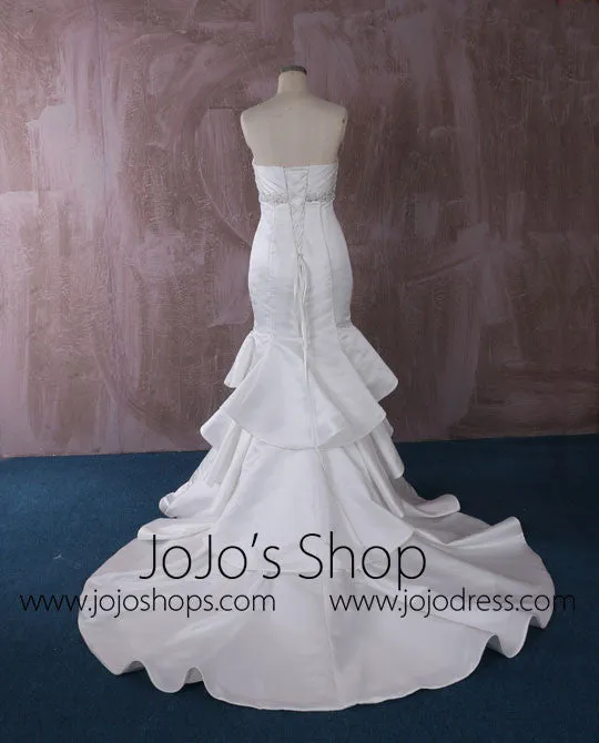 Strapless Satin Mermaid Wedding Dress with Tiered Ruffle Skirt | QT815003
