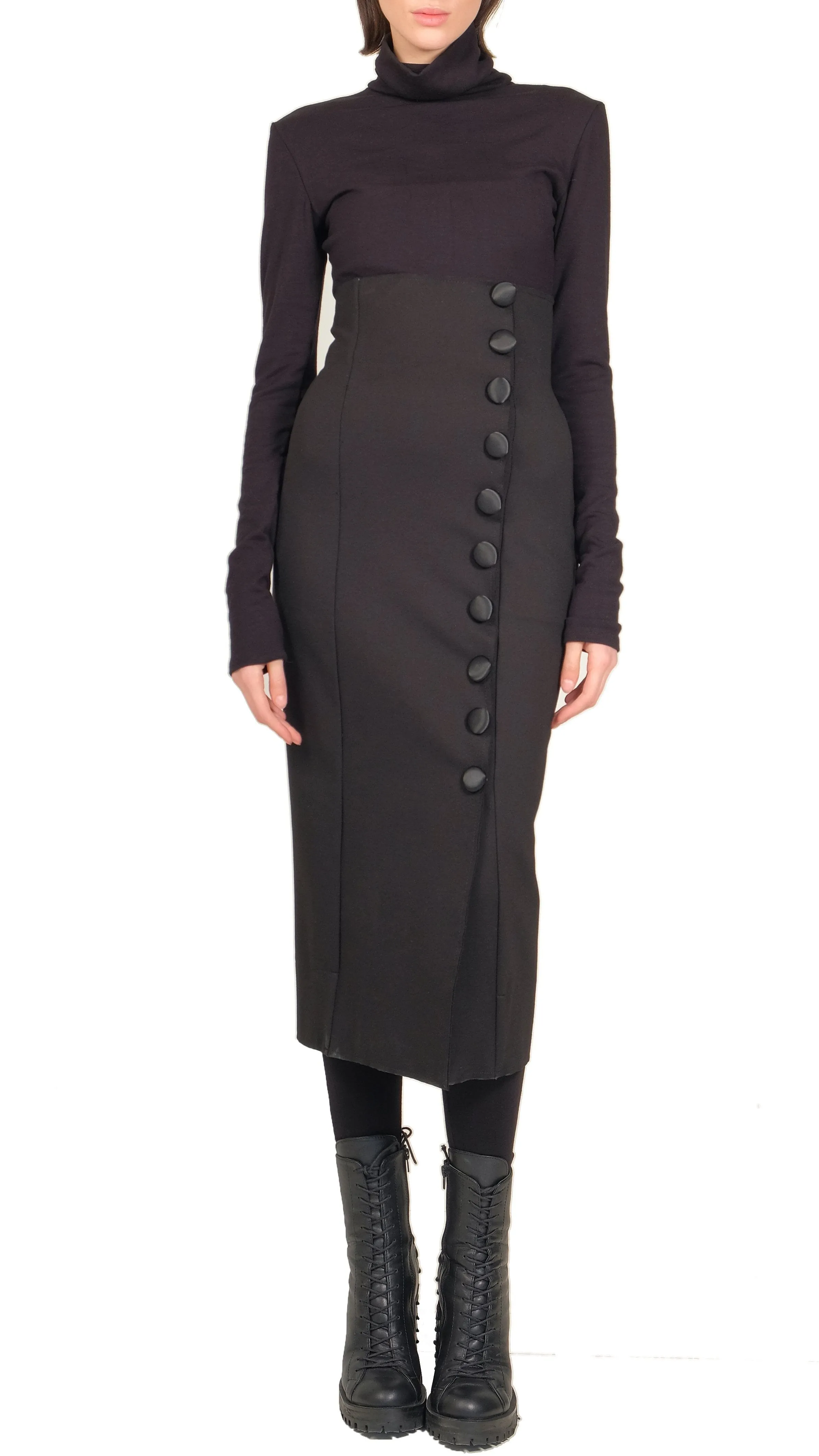 Stretch Skirt with Satin Buttons