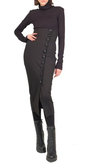 Stretch Skirt with Satin Buttons