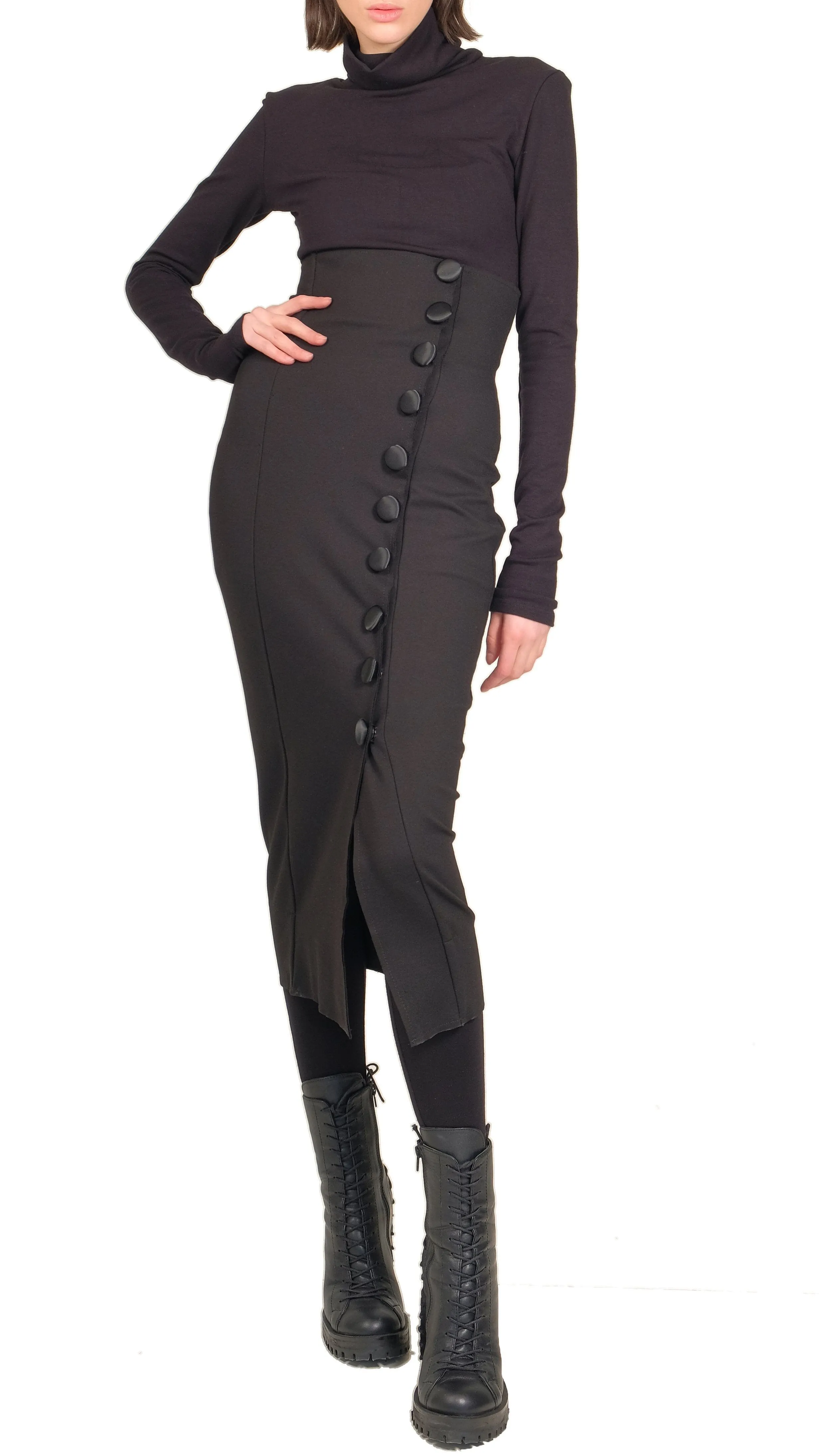 Stretch Skirt with Satin Buttons
