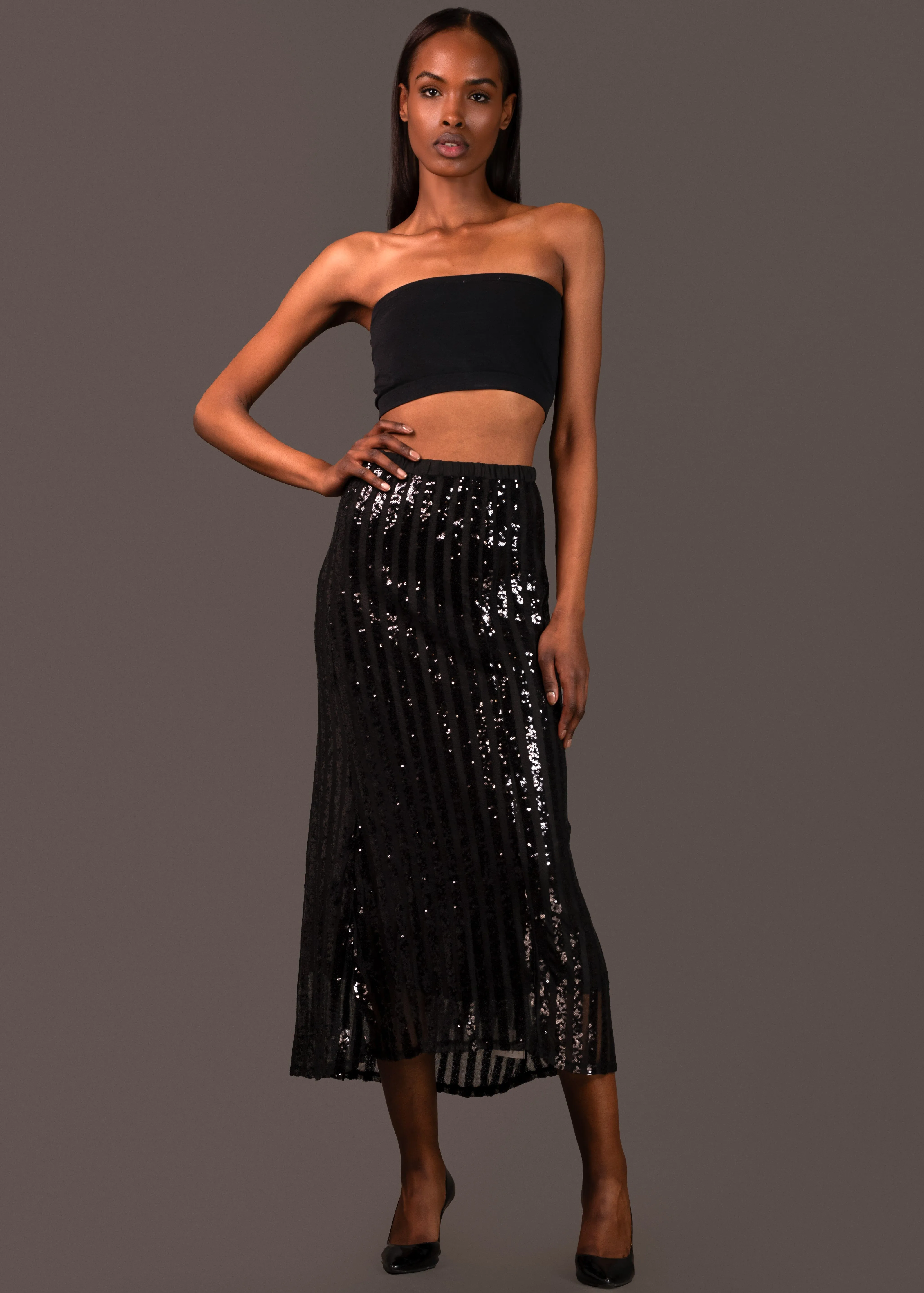Striped Sequin Skirt