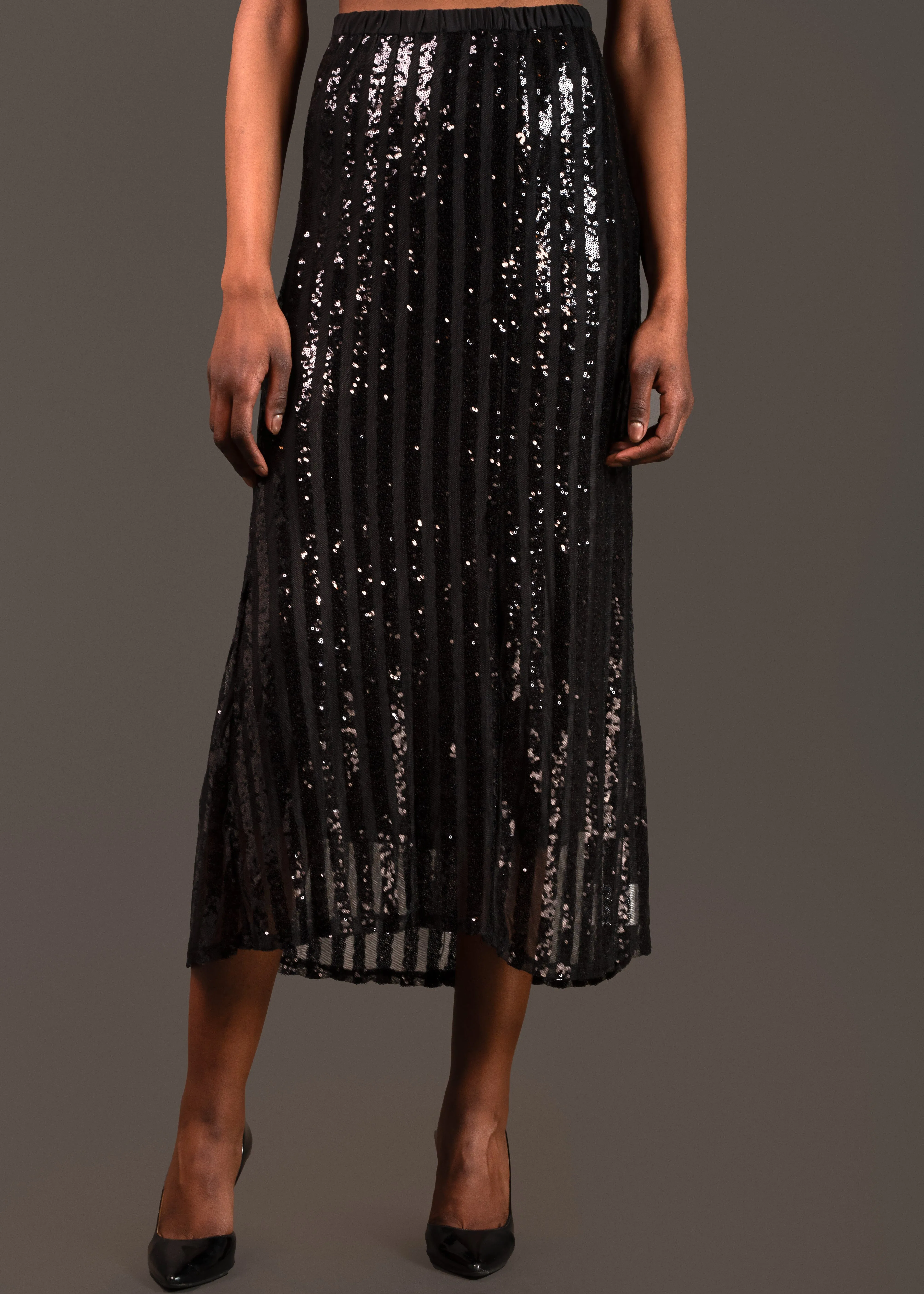 Striped Sequin Skirt