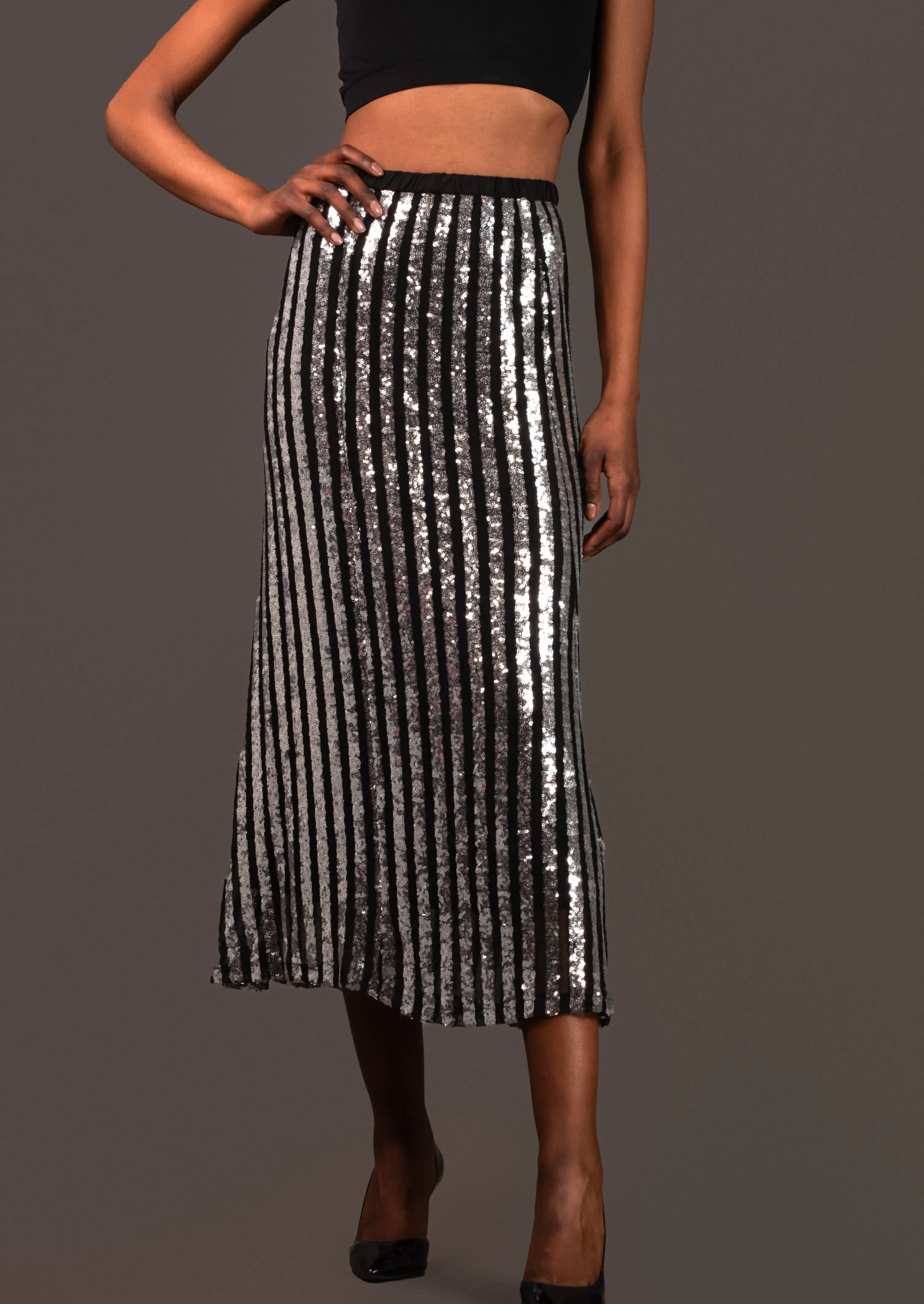 Striped Sequin Skirt