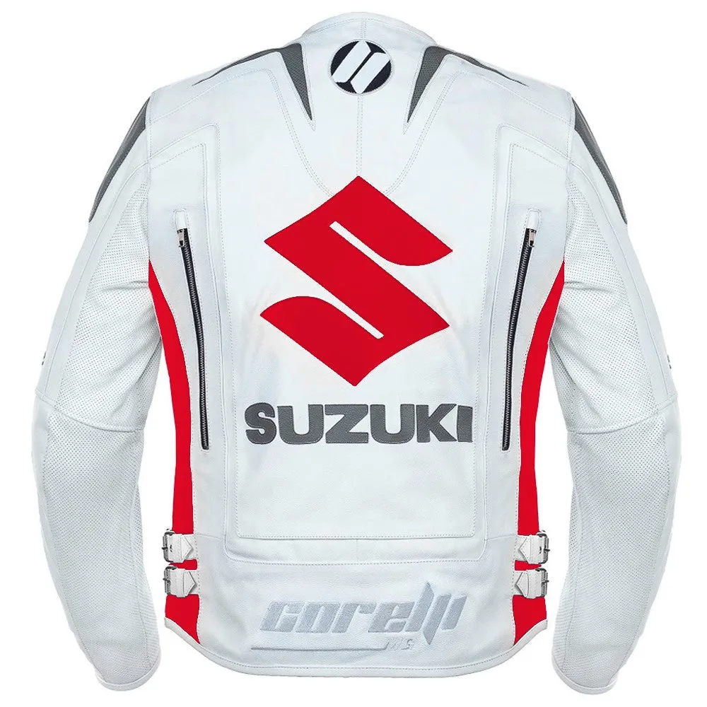 Suzuki Red Motorcycle Racing Leather Jacket