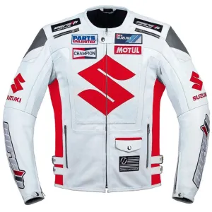 Suzuki Red Motorcycle Racing Leather Jacket