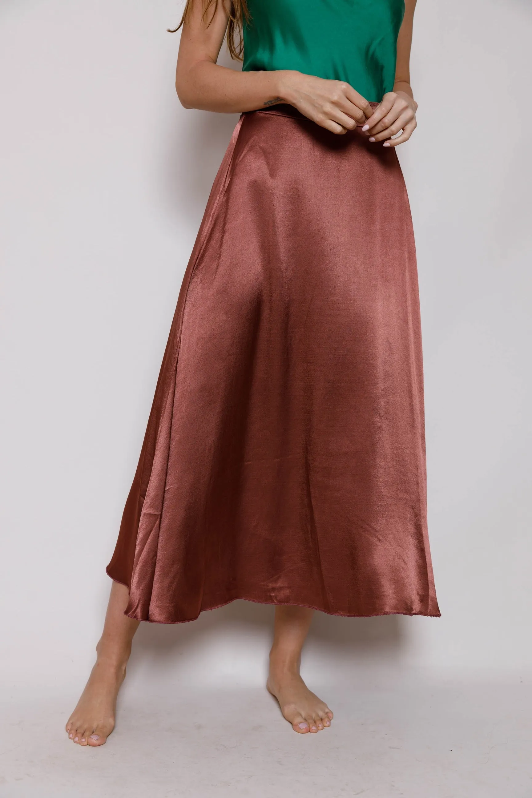 SUZY D Wisteria Satin Maxi Skirt