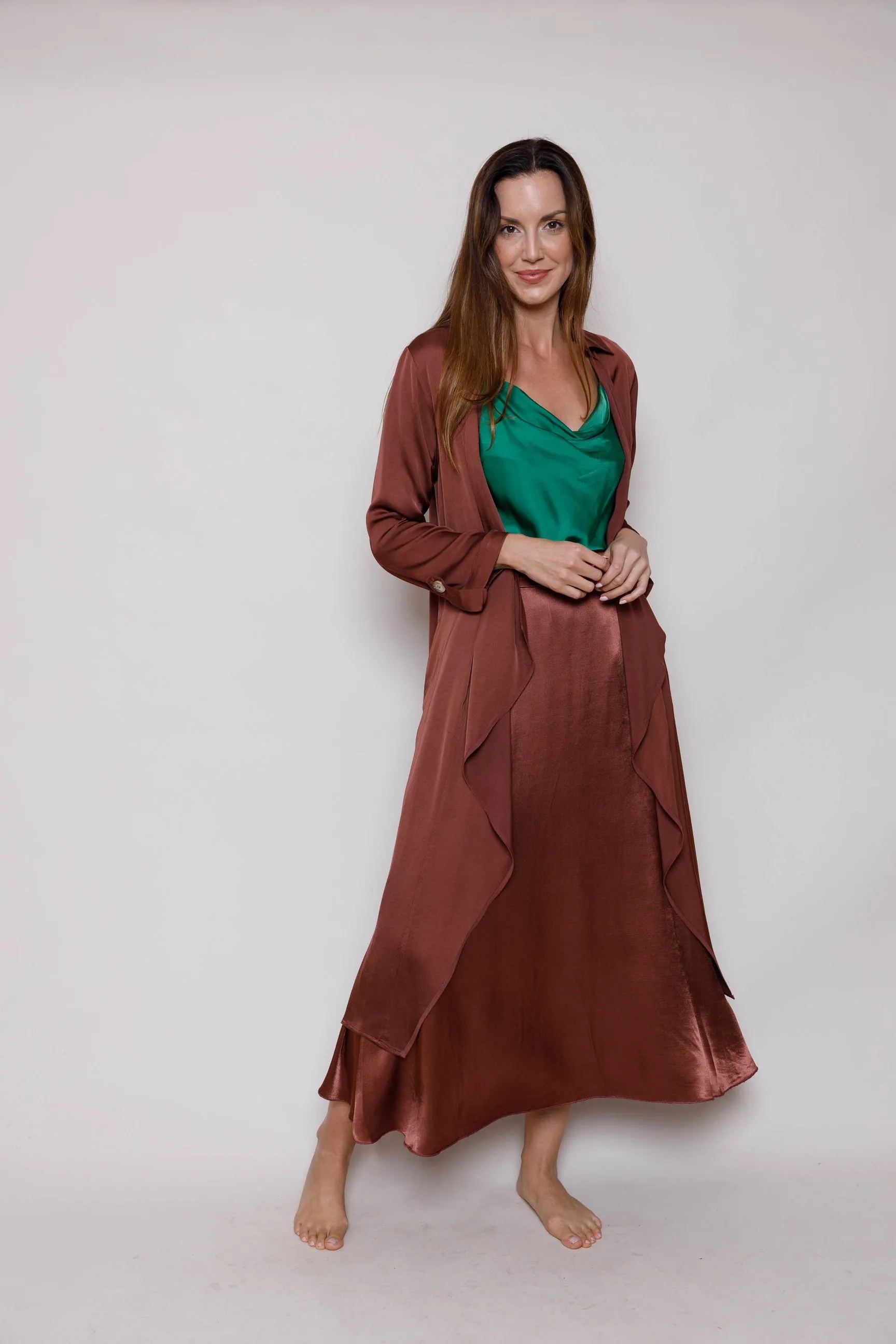 SUZY D Wisteria Satin Maxi Skirt
