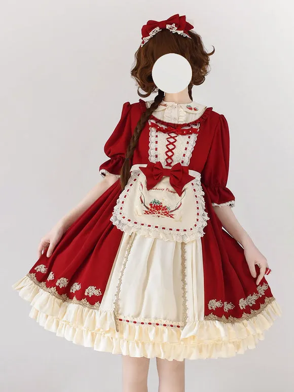 Sweet Lolita Dress Polyester Short Sleeves Sweet Lolita Dress