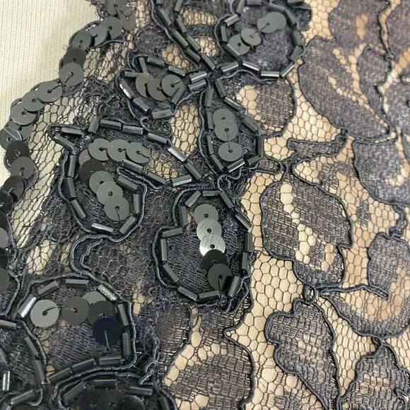 Tadashi Lillie Rubin M Black Lace Pencil Dress Evening Wiggle Pin Up 1980s VTG