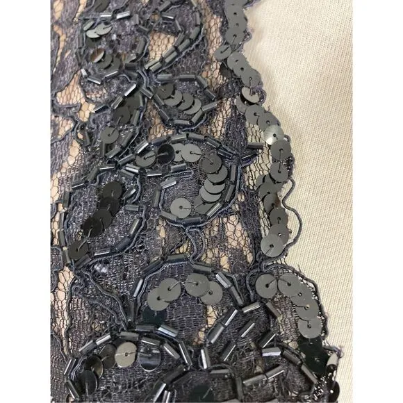 Tadashi Lillie Rubin M Black Lace Pencil Dress Evening Wiggle Pin Up 1980s VTG