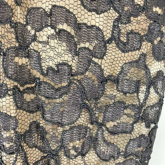 Tadashi Lillie Rubin M Black Lace Pencil Dress Evening Wiggle Pin Up 1980s VTG
