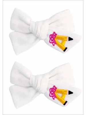 Teacher's Pet Embroidered Hair Bows