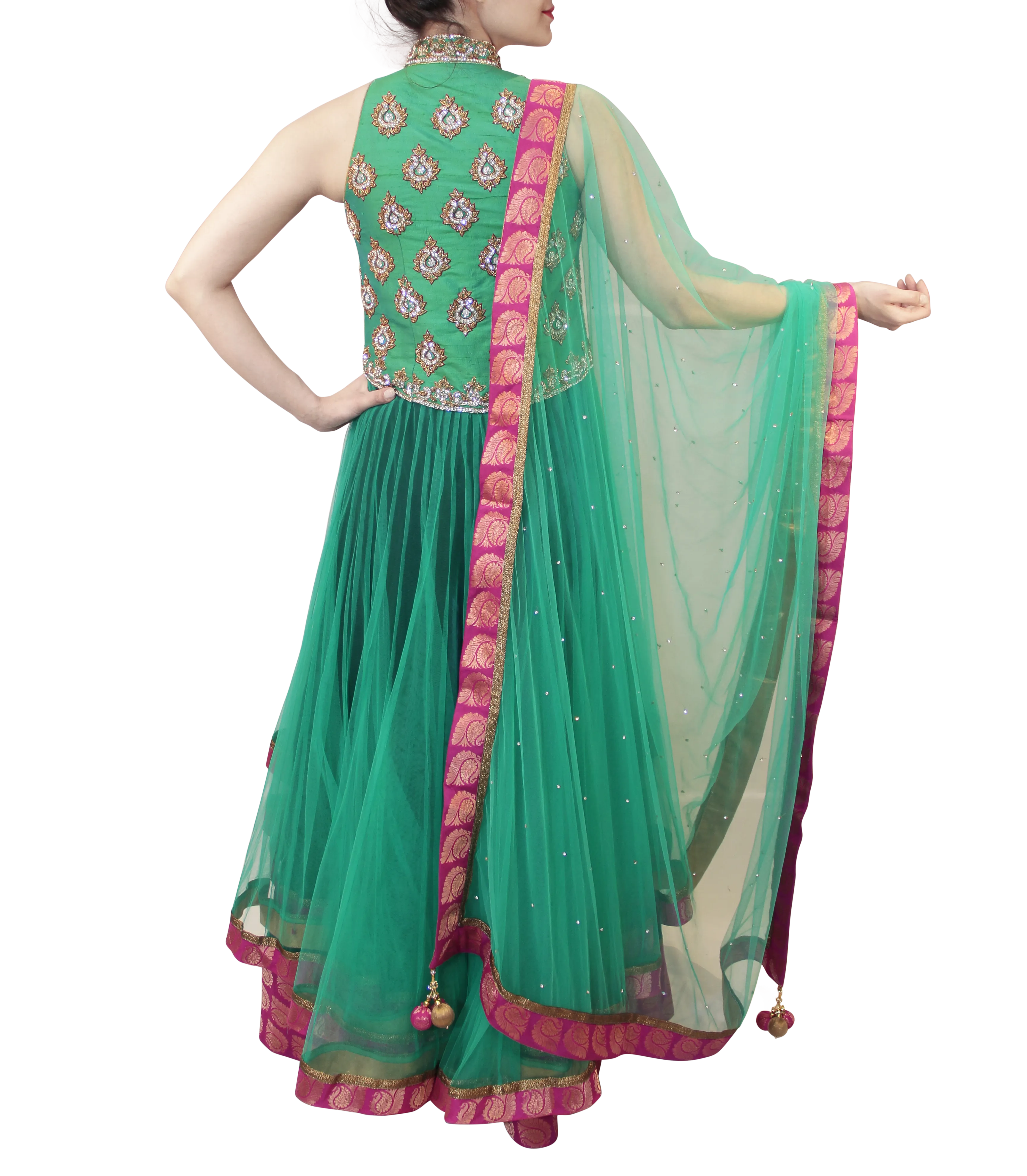 TEAL, PINK AND GOLD LACHA STYLE