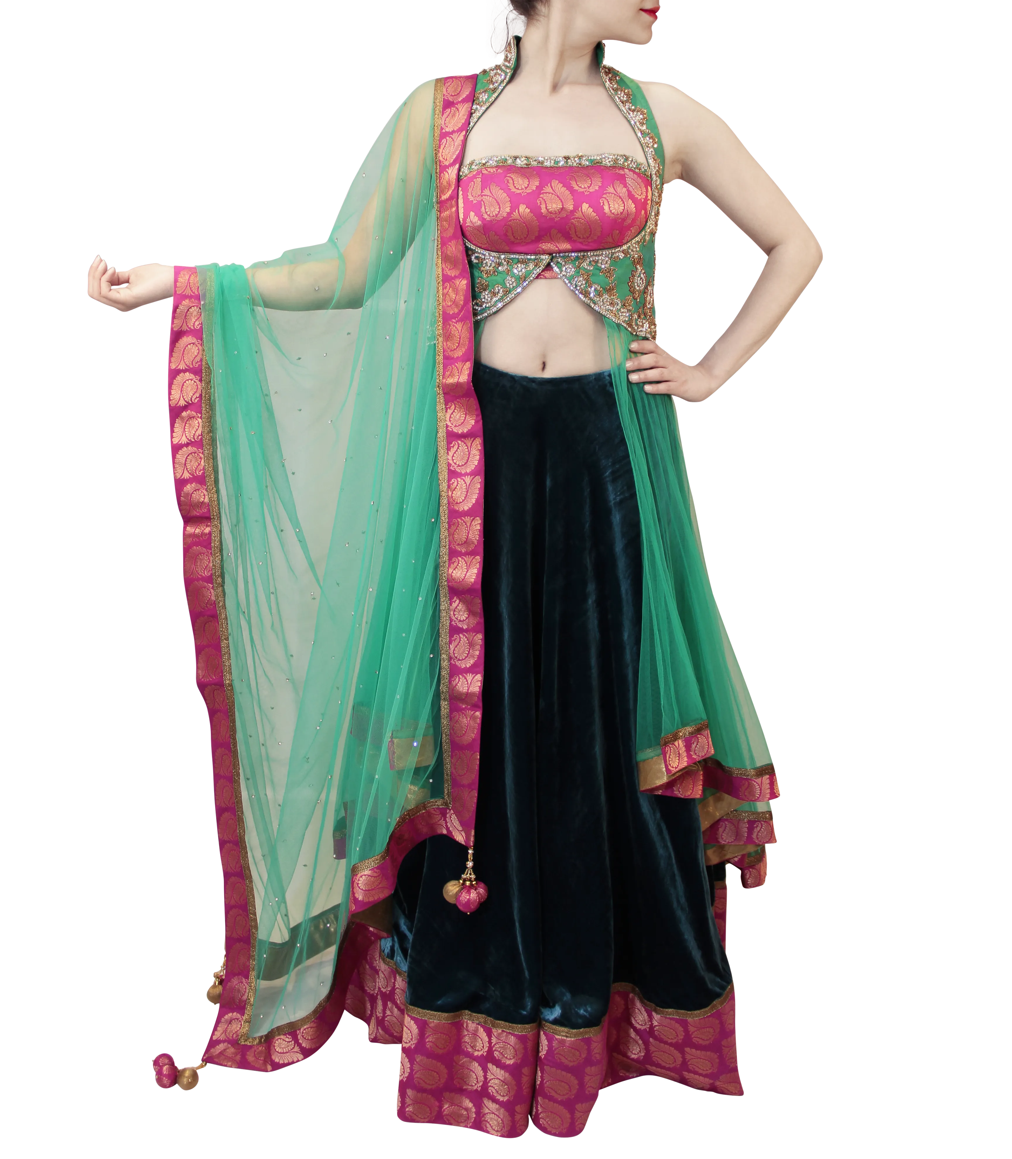 TEAL, PINK AND GOLD LACHA STYLE