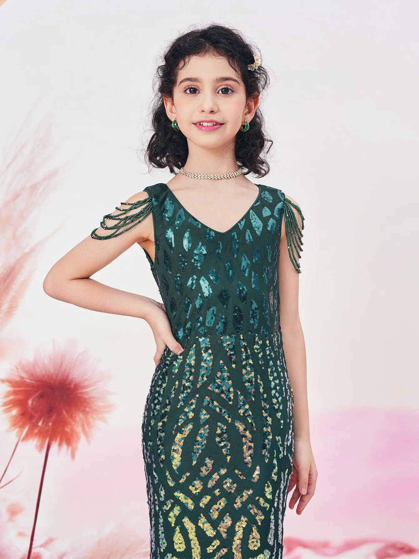 Teen Girl Green Sequin Prom Dress CM02100