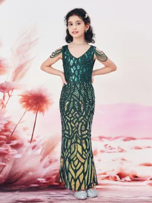 Teen Girl Green Sequin Prom Dress CM02100