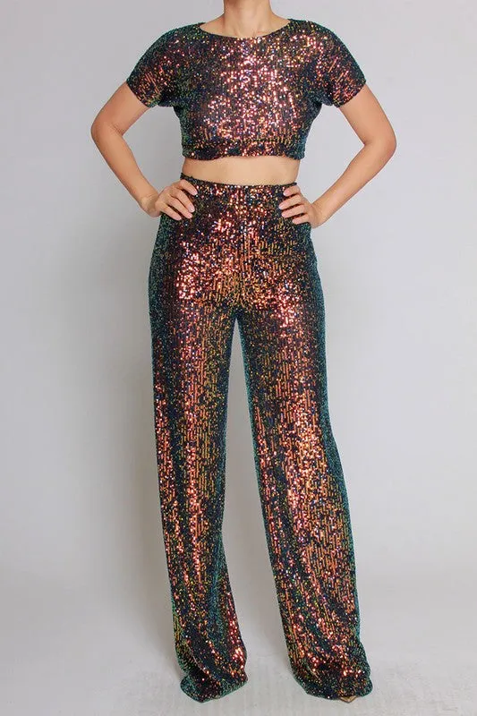 TIME TO PARTY SEQUIN CROP TOP