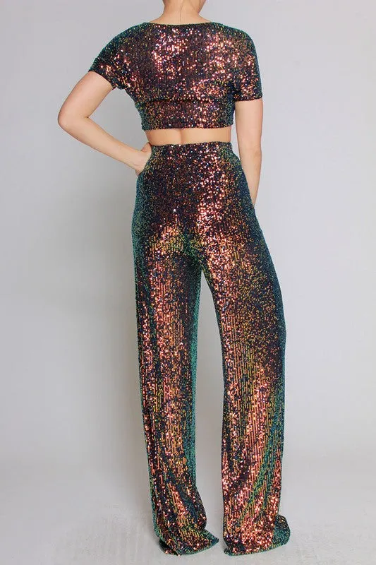 TIME TO PARTY SEQUIN CROP TOP