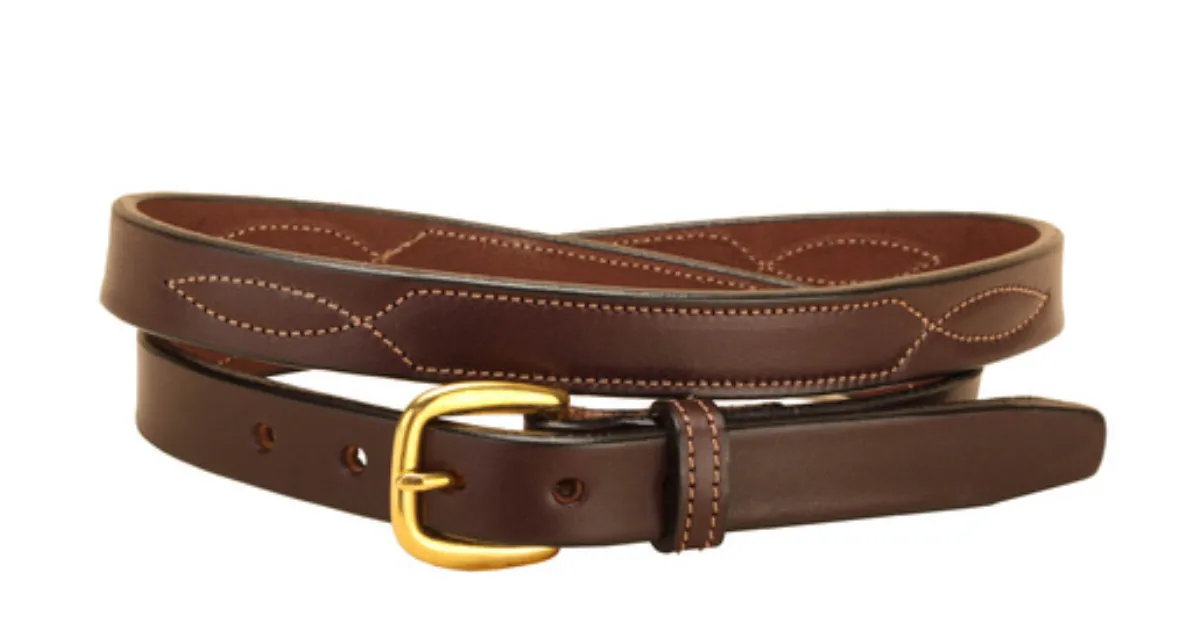 Tory Leather 1” Stitched Pattern Belt