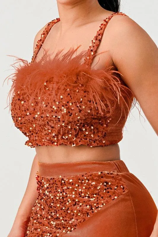 TWO PIECE SEQUIN SKIRT SET