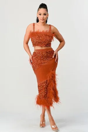 TWO PIECE SEQUIN SKIRT SET