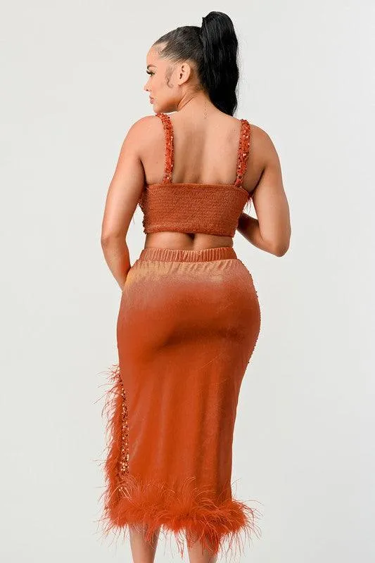 TWO PIECE SEQUIN SKIRT SET