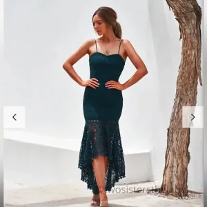 Two Sisters The Label Mesina Emerald Green Lace High Lo Mermaid Dress Size 8