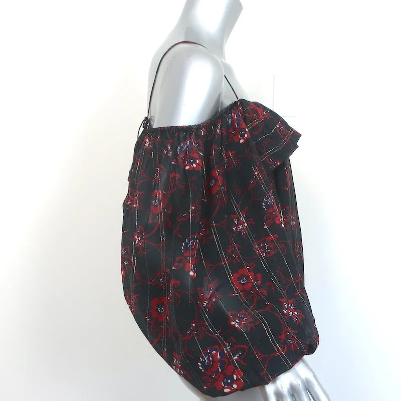 Ulla Johnson Cold Shoulder Top Coline Black Lurex-Striped Floral Print Size 2