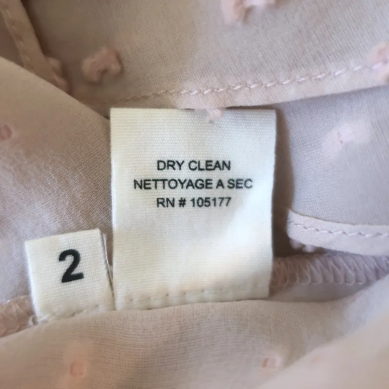 Ulla Johnson Reine Tassel Top Dusty Rose Swiss Dot Size 2 Flutter Sleeve Blouse