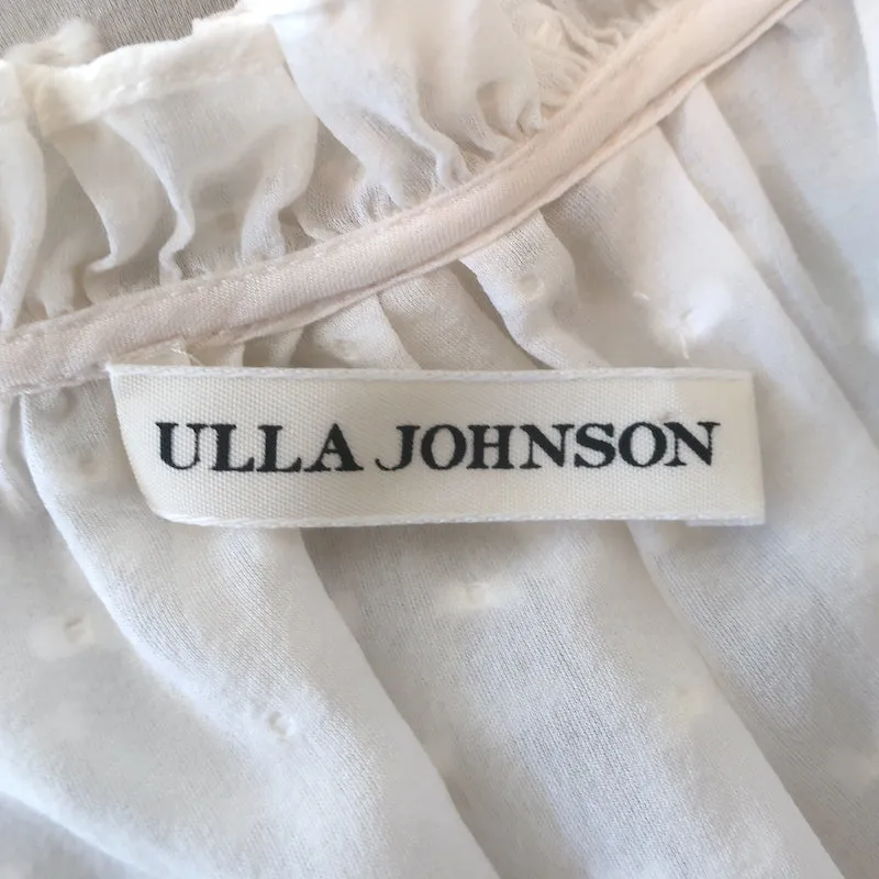 Ulla Johnson Reine Tassel Top Ivory Swiss Dot Chiffon Size 6 Cap Sleeve Blouse