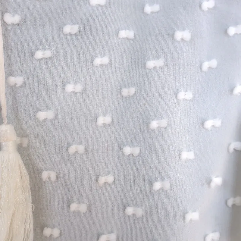 Ulla Johnson Reine Tassel Top Ivory Swiss Dot Chiffon Size 6 Cap Sleeve Blouse